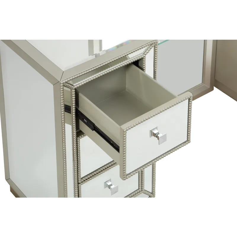 Six Drawer Console w/ Mirror & Stool