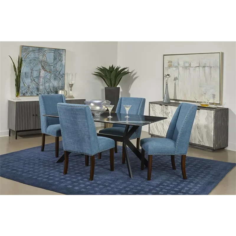 Lambert Brown and Blue Transitional Accent Dining Chair - 2 Pack (Chairs Priced Individually)