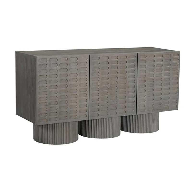 Telesto Grey Transitional Three Door Credenza