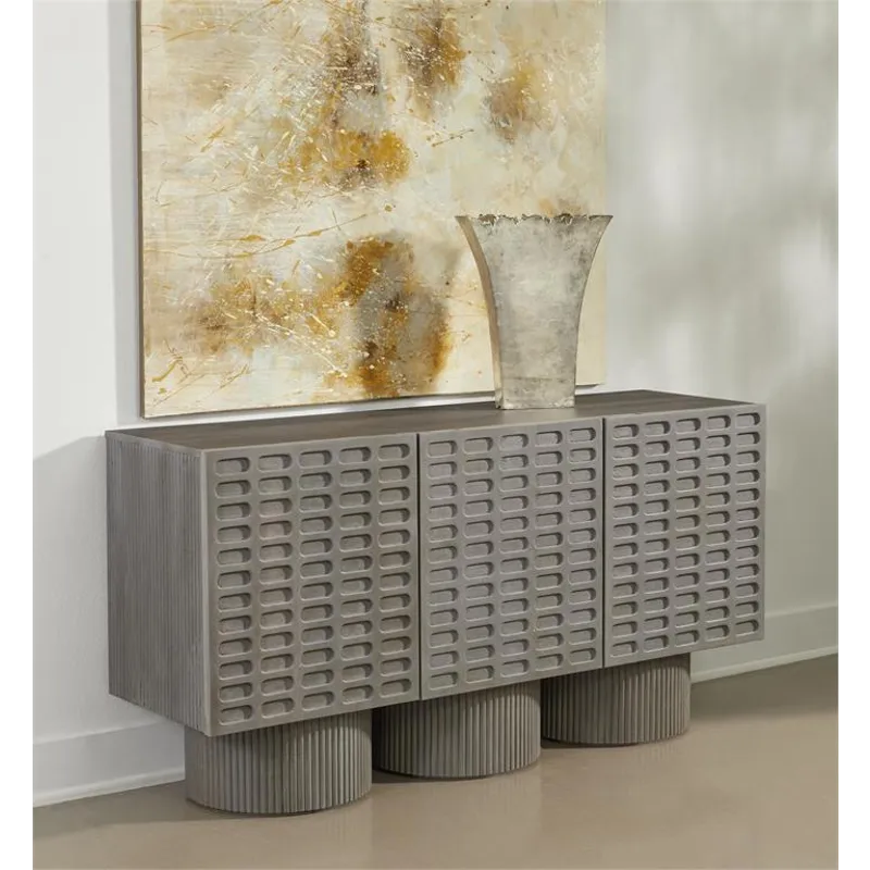 Telesto Grey Transitional Three Door Credenza