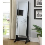 Accent Mirrors Black Finish Jewelry Cheval Mirror with Interior Storage