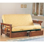 Futons Casual Futon Frame with Flip Up Arms, Magazine Racks, and Storage Drawers