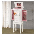 Jewelry Armoires White Jewelry Armoire with Pink Hardware
