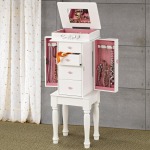 Jewelry Armoires White Jewelry Armoire with Pink Hardware