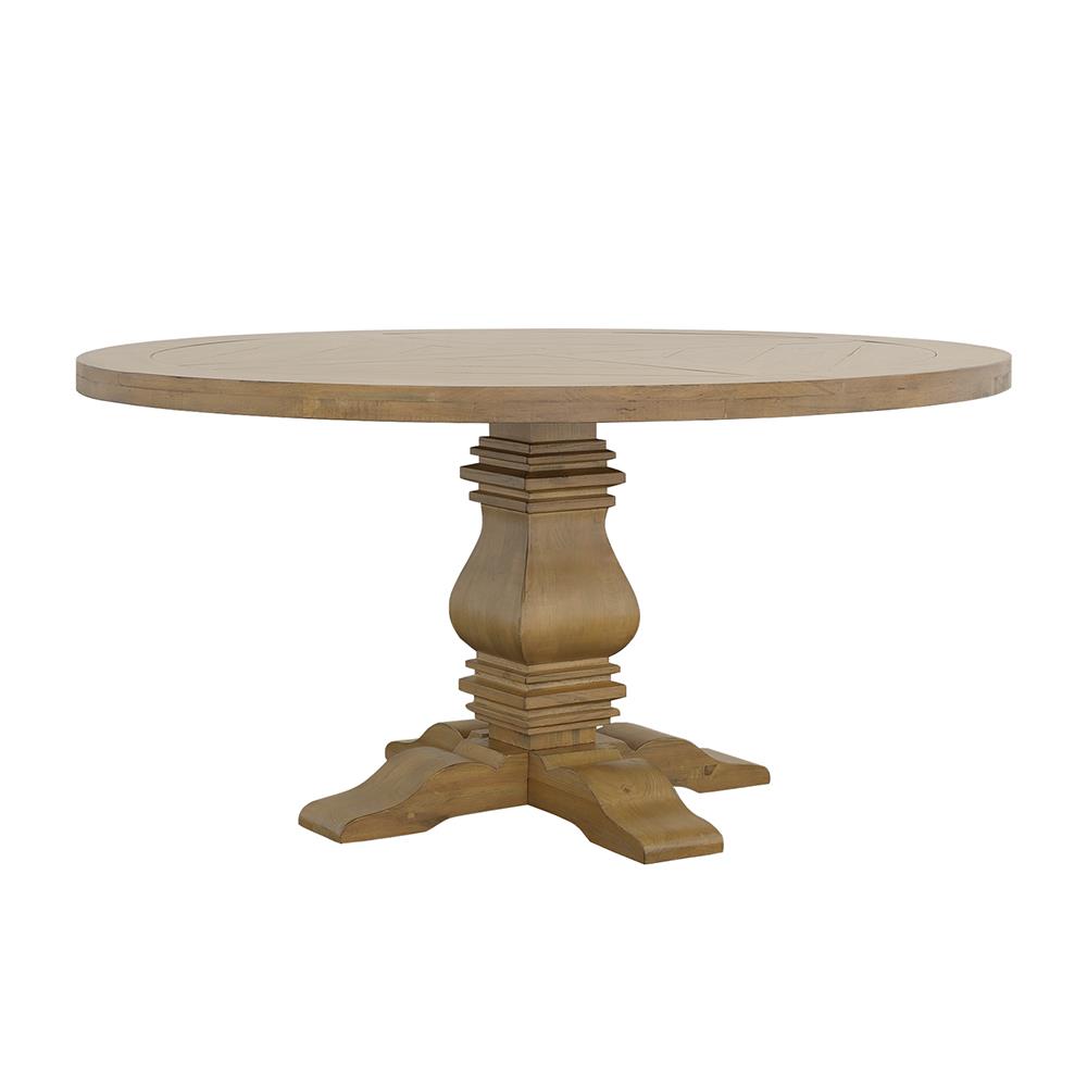 Florence Round Pedestal Dining Table Rustic Smoke 180200 by Coaster