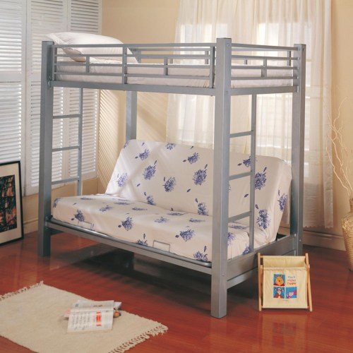 Bunks Twin Over Futon Metal Bunk Bed with Futon Mattress 7399+2002 by