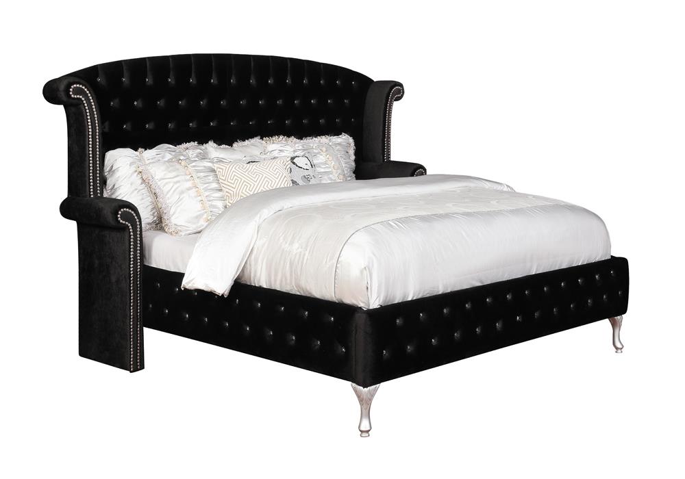 Deanna Tufted Upholstered Bed Black Queen 206101Q by Coaster