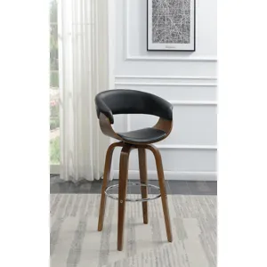 Zion Upholstered Swivel Bar Stool Walnut Black