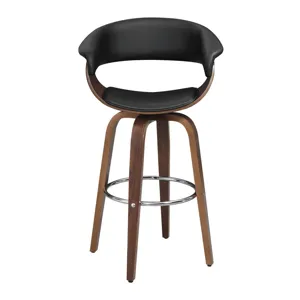 Zion Upholstered Swivel Bar Stool Walnut Black