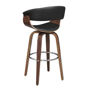 Zion Upholstered Swivel Bar Stool Walnut Black
