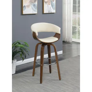 Zion Upholstered Swivel Bar Stool Walnut Ecru