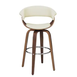 Zion Upholstered Swivel Bar Stool Walnut Ecru