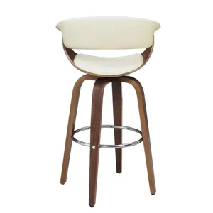 Zion Upholstered Swivel Bar Stool Walnut Ecru