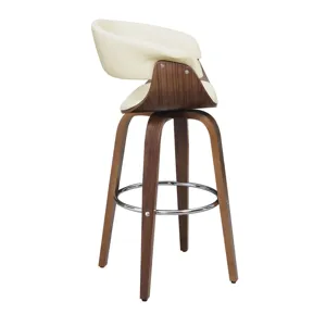 Zion Upholstered Swivel Bar Stool Walnut Ecru