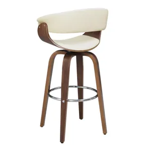 Zion Upholstered Swivel Bar Stool Walnut Ecru