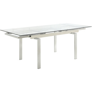 Wexford Glass Top Dining Table Extension Leaves Chrome