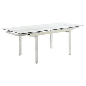 Wexford Glass Top Dining Table Extension Leaves Chrome