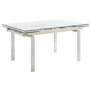 Wexford Glass Top Dining Table Extension Leaves Chrome