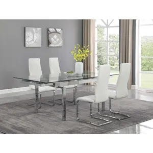 Wexford Glass Top Dining Table Extension Leaves Chrome