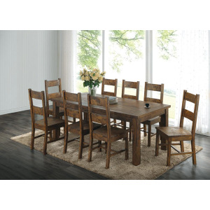 Coleman 9 Piece Rectangular Dining Set Rustic Golden Brown