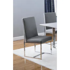 Mackinnon Upholstered Side Chairs Grey Chrome (Set Of 2)
