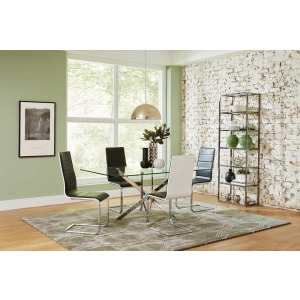 Carmelo 5 Piece Rectangular Dining Set Chrome Black