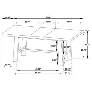 Middleton 76-Inch Extension Leaf Dining Table Natural Brown