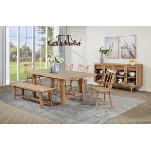 Middleton 76-Inch Extension Leaf Dining Table Natural Brown