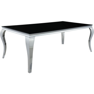 Carone Rectangular Glass Top Dining Table Black Chrome