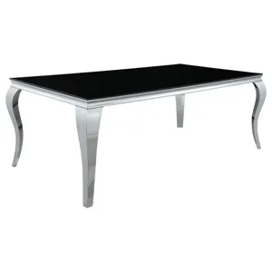 Carone Rectangular Glass Top Dining Table Black Chrome