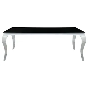 Carone Rectangular Glass Top Dining Table Black Chrome