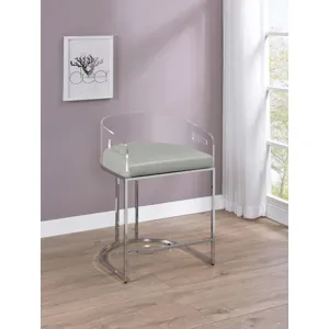 Thermosolis Acrylic Back Counter Height Stools Grey Chrome (Set Of 2)