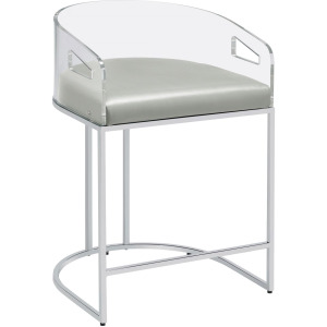 Thermosolis Acrylic Back Counter Height Stools Grey Chrome (Set Of 2)