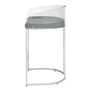Thermosolis Acrylic Back Bar Stools Grey Chrome (Set Of 2)