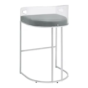 Thermosolis Acrylic Back Bar Stools Grey Chrome (Set Of 2)