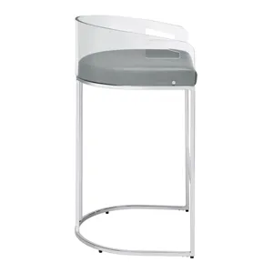 Thermosolis Acrylic Back Bar Stools Grey Chrome (Set Of 2)