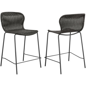Mckinley Faux Rattan Metal Counter Chair Brown (Set of 2)