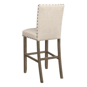 Ralland Upholstered Bar Stools Nailhead Trim Beige (Set Of 2)