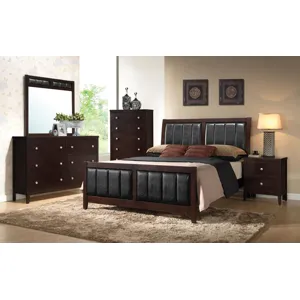 Carlton 5 Piece Upholstered Bedroom Set Cappuccino Black - Full
