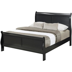 Louis Philippe Eastern Panel Sleigh Bed Black - King