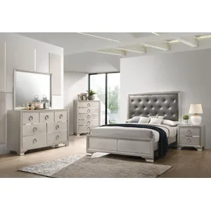 Salford 5 Piece Eastern Bedroom Set Metallic Sterling - King