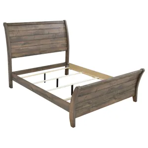 Frederick Sleigh Panel Bed Weathered Oak - Queen