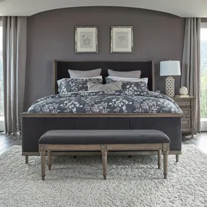 Alderwood Upholstered Panel Bed Charcoal Grey - California King