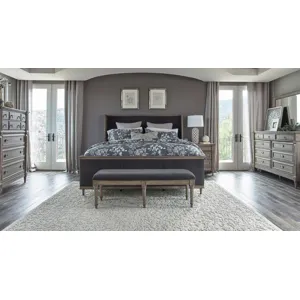 Alderwood Upholstered Panel Bed Charcoal Grey - California King