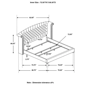 Melody Wingback Upholstered Bed Pacific Blue - California King
