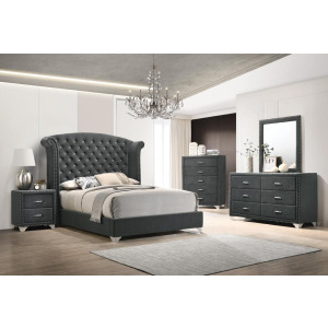 Melody 4 Piece Tufted Upholstered Bedroom Set Grey - Queen
