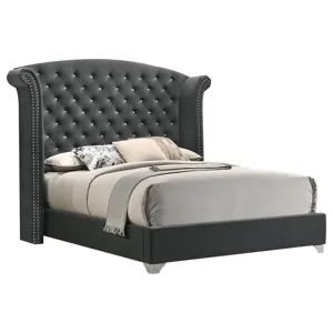 Melody Wingback Upholstered Bed Grey - Queen