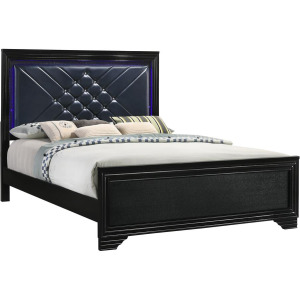 Penelope Bed Led Lighting Black Midnight Star - Queen