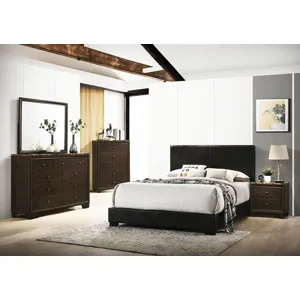 Conner Upholstered Panel Bed Black - California King