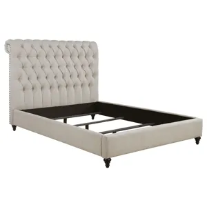 Devon Button Tufted Upholstered Eastern Bed Beige - King